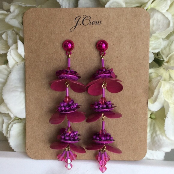J. Crew Jewelry - J. Crew Pink Bead and Blossom Earrings
